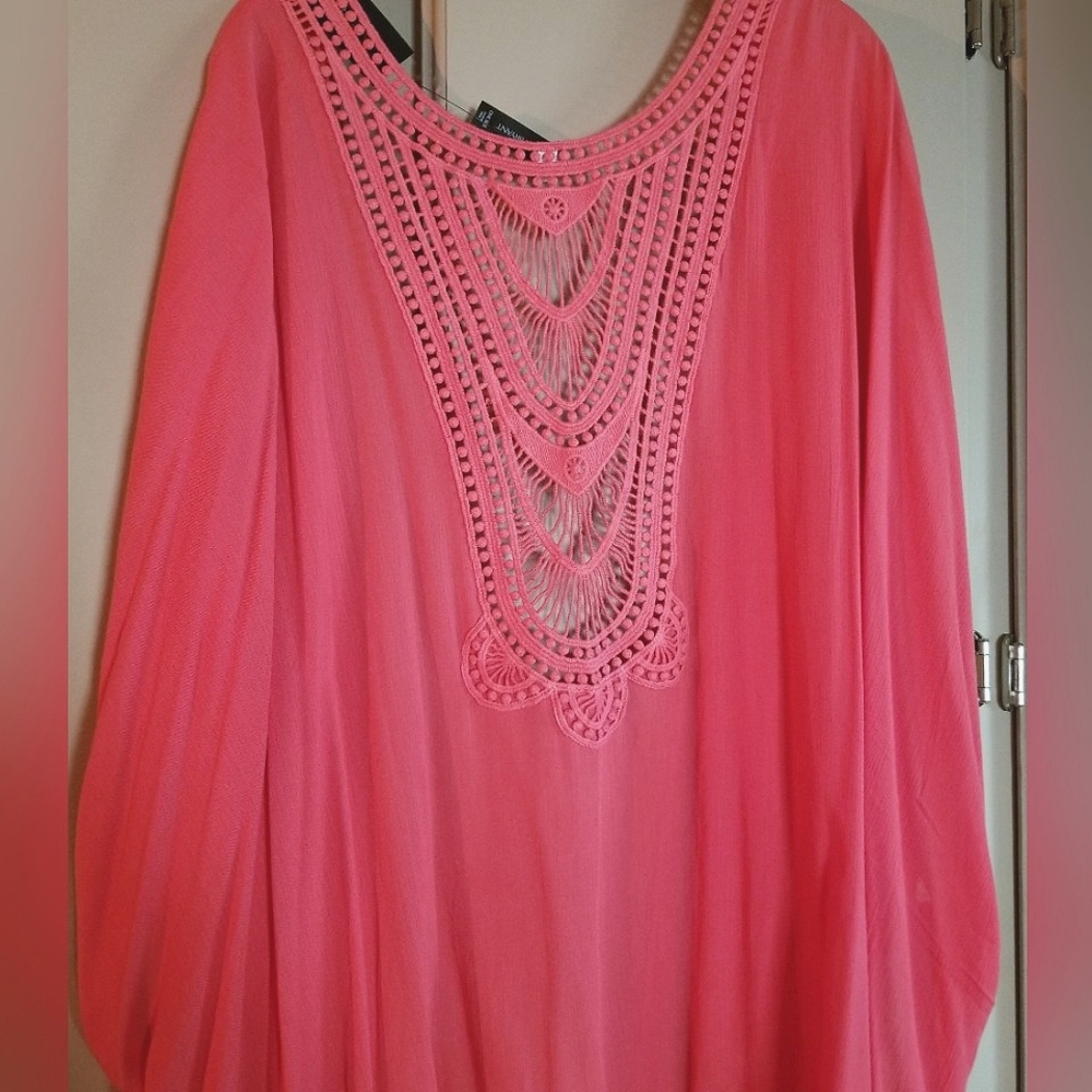 Boho Lane Bryant coral, crochet, summer cover-up. Plus size. NWT Womens - Picture 3 of 6